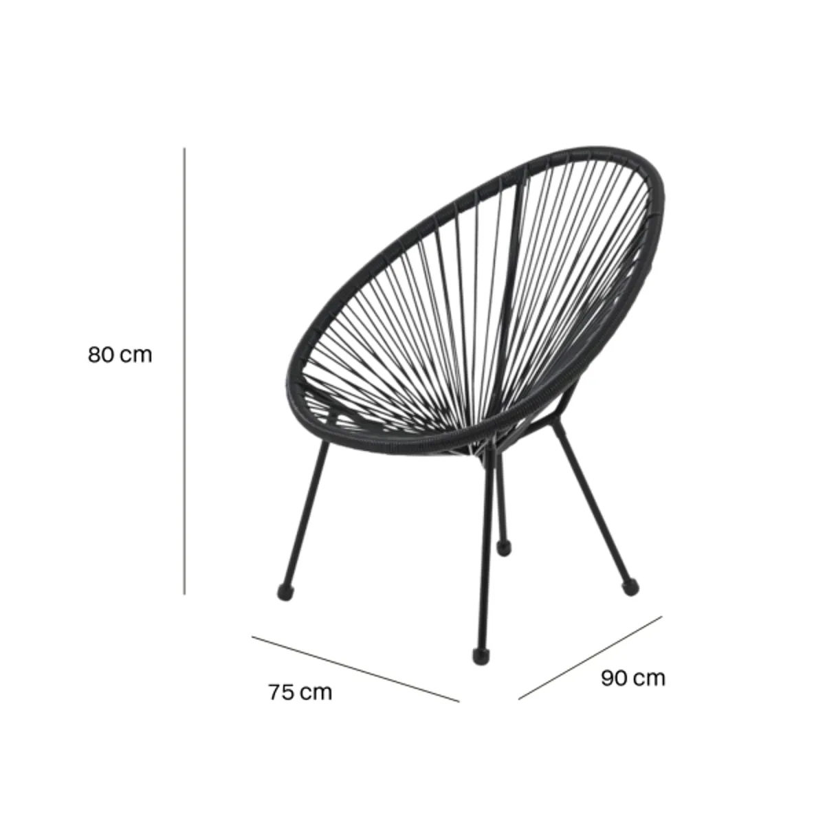 Stol Wire, črn